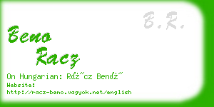 beno racz business card